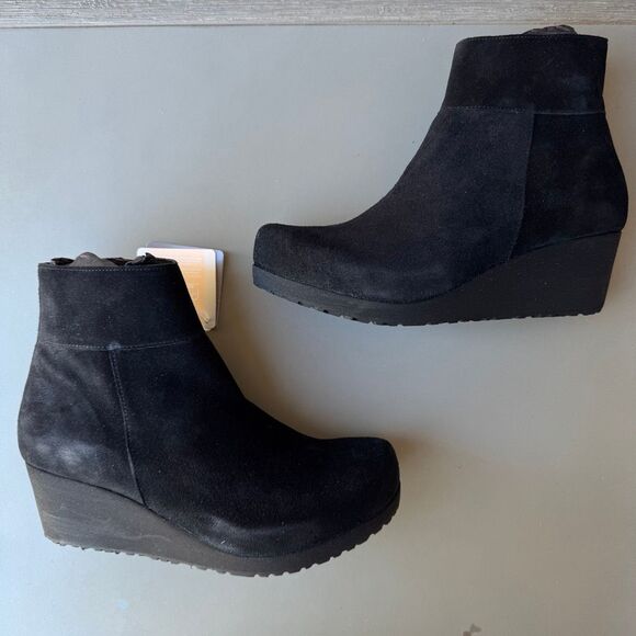 Birkenstock Papillio Ebba Wedge Boots Women’s 9US or 40EU Black Suede Leather - Picture 7 of 14